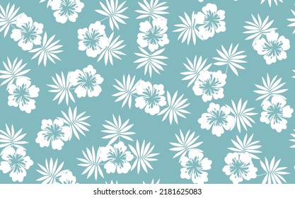 Seamless floral pattern based on traditional folk art ornaments. Colorful flowers on color background. Scandinavian style. Sweden nordic style. Vector illustration. Simple minimalistic pattern.