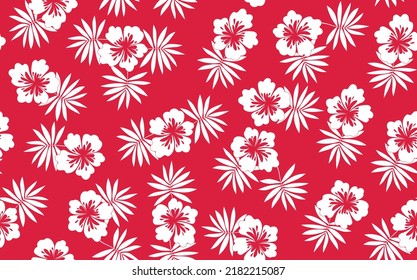 Seamless floral pattern based on traditional folk art ornaments. Colorful flowers on color background. Scandinavian style. Sweden nordic style. Vector illustration. Simple minimalistic pattern.