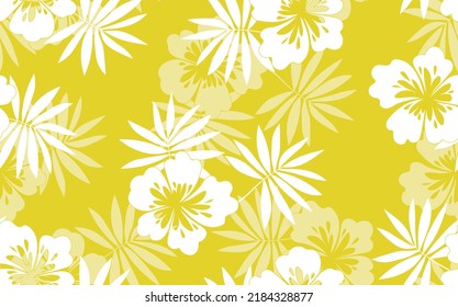 Seamless floral pattern based on traditional folk art ornaments. Colorful flowers on color background. Scandinavian style. Sweden nordic style. Vector illustration. Simple minimalistic pattern.