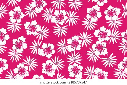 Seamless floral pattern based on traditional folk art ornaments. Colorful flowers on color background. Scandinavian style. Sweden nordic style. Vector illustration. Simple minimalistic pattern.