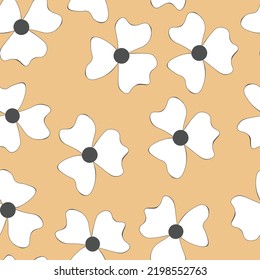 Seamless floral pattern based on traditional folk art ornaments. Colorful flowers on color background. Scandinavian style. Sweden nordic style. Vector illustration. Simple minimalistic pattern.