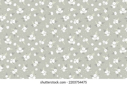 Seamless floral pattern based on traditional folk art ornaments. Colorful flowers on color background. Scandinavian style. Sweden nordic style. Vector illustration. Simple minimalistic pattern.