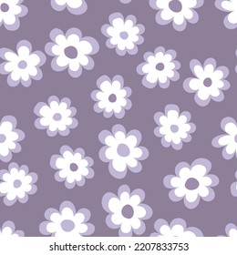 Seamless floral pattern based on traditional folk art ornaments. Colorful flowers on color background. Scandinavian style. Sweden nordic style. Vector illustration. Simple minimalistic pattern.
