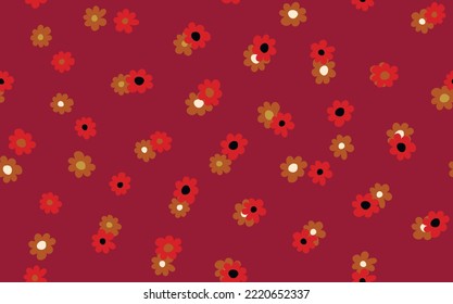 Seamless floral pattern based on traditional folk art ornaments. Colorful flowers on color background. Scandinavian style. Sweden nordic style. Vector illustration. Simple minimalistic pattern.