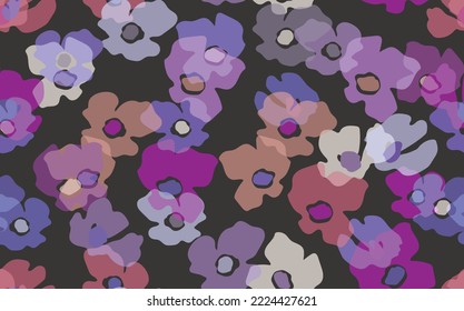 Nahtlose Blumenmuster auf der Grundlage traditioneller Volkskunst-Ornamente. Farbige Blumen auf buntem Hintergrund. Skandinavischer Stil. Schweden nordischen Stil. Vektorgrafik. Einfaches minimalistisches Muster.