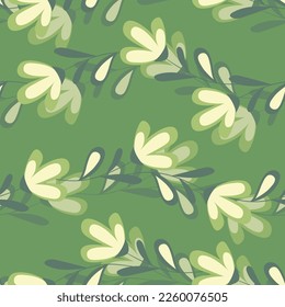Seamless floral pattern based on traditional folk art ornaments. Colorful flowers on color background. Scandinavian style. Sweden nordic style. Vector illustration. Simple minimalistic pattern.