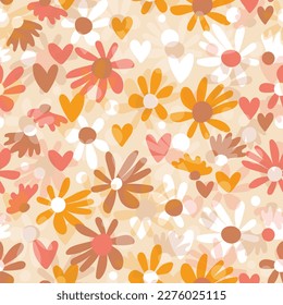 Seamless floral pattern based on traditional folk art ornaments. Colorful flowers on color background. Scandinavian style. Sweden nordic style. Vector illustration. Simple minimalistic pattern.