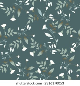 Seamless floral pattern based on traditional folk art ornaments. Colorful flowers on color background. Scandinavian style. Sweden nordic style. Vector illustration. Simple minimalistic pattern.