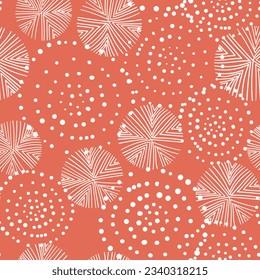 Seamless floral pattern based on traditional folk art ornaments. Colorful flowers on color background. Scandinavian style. Sweden nordic style. Vector illustration. Simple minimalistic pattern.