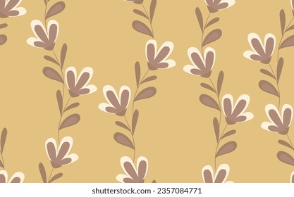 Seamless floral pattern based on traditional folk art ornaments. Colorful flowers on color background. Scandinavian style. Sweden nordic style. Vector illustration. Simple minimalistic pattern.