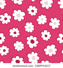 Seamless floral pattern based on traditional folk art ornaments. Colorful flowers on color background. Scandinavian style. Sweden nordic style. Vector illustration. Simple minimalistic pattern.