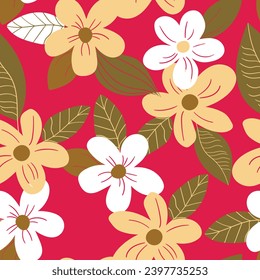 Nahtlose Blumenmuster auf der Grundlage traditioneller Volkskunst-Ornamente. Kunstblumen auf buntem Hintergrund. Skandinavischer Stil. Schweden nordischen Stil. Vektorgrafik. Einfaches minimalistisches Muster.