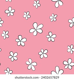 Nahtlose Blumenmuster auf der Grundlage traditioneller Volkskunst-Ornamente. Farbige Kamille, Gänseblumen auf buntem Hintergrund. Doodle-Stil. Vektorgrafik. Einfaches minimalistisches Muster.