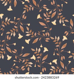 Seamless floral pattern based on traditional folk art ornaments. Colorful flowers on color background. Scandinavian style. Sweden nordic style. Vector illustration. Simple minimalistic pattern.