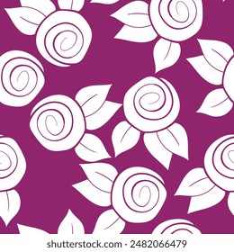 Seamless floral pattern based on traditional folk art ornaments. Colorful flowers on color background. Scandinavian style. Sweden nordic style. Vector illustration. Simple minimalistic pattern.