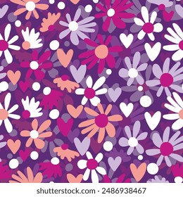 Seamless floral pattern based on traditional folk art ornaments. Colorful flowers on color background. Scandinavian style. Sweden nordic style. Vector illustration. Simple minimalistic pattern.