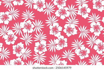 Seamless floral pattern based on traditional folk art ornaments. Colorful flowers on color background. Scandinavian style. Sweden nordic style. Vector illustration. Simple minimalistic pattern.