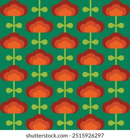 Seamless floral pattern based on traditional folk art ornaments. Scandinavian style. Vector