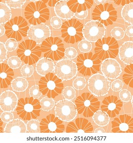 Seamless floral pattern based on traditional folk art ornaments. Colorful flowers on color background. Scandinavian style. Sweden nordic style. Vector illustration. Simple minimalistic pattern.