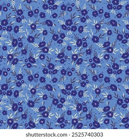 Seamless floral pattern based on traditional folk art ornaments. Colorful flowers on color background. Scandinavian style. Sweden nordic style. Vector illustration. Simple minimalistic pattern.