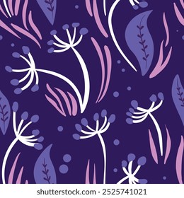 Seamless floral pattern based on traditional folk art ornaments. Colorful flowers on color background. Scandinavian style. Sweden nordic style. Vector illustration. Simple minimalistic pattern.