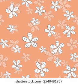 Seamless floral pattern based on traditional folk art ornaments. Colorful chamomile, daisy flowers on color background. Doodle style. Vector illustration. Simple minimalistic pattern.