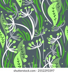 Seamless floral pattern based on traditional folk art ornaments. Colorful flowers on color background. Scandinavian style. Sweden nordic style. Vector illustration. Simple minimalistic pattern.