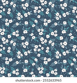 Seamless floral pattern based on traditional folk art ornaments. Colorful flowers on color background. Scandinavian style. Sweden nordic style. Vector illustration. Simple minimalistic pattern.