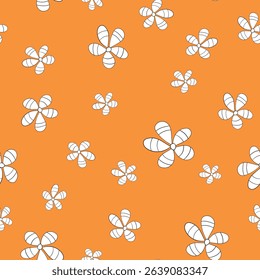 Seamless floral pattern based on traditional folk art ornaments. Colorful chamomile, daisy flowers on color background. Doodle style. Vector illustration. Simple minimalistic pattern.