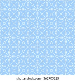 Seamless floral pattern for bath curtain. Abstract Blue and white Background. Petals and Leaves pattern. Circle pattern. Ethnic lace background. Dotted. Geometric Wall cover. Vector Regular Texture