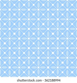 Seamless floral pattern for bath curtain. Abstract Blue and white Background. Petals and Leaves pattern. Circle pattern. Ethnic lace background. Dotted. Geometric Wall cover. Vector Regular Texture