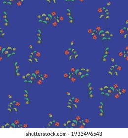 Seamless floral pattern with beautiful blooming flower branches. Folk style.