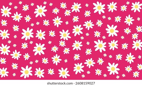 Seamless floral pattern. Beautiful daisy flowers on a red background.