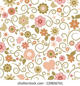 Seamless floral pattern. Beautiful flower vector illustration texture