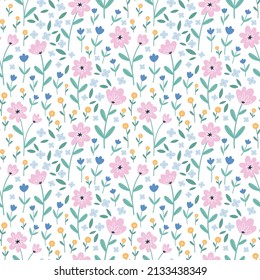 Seamless floral pattern. Beautiful flowers on a white background.