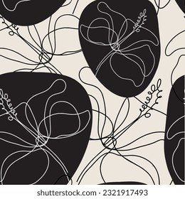 Seamless floral pattern beautiful flowers vector. Abstract pattern. Modern design template. Hand drawn style.
