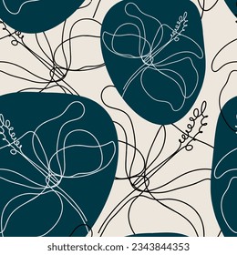 Seamless floral pattern beautiful flowers vector. Abstract pattern. Modern design template. Hand drawn style.
