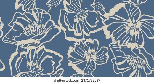 Seamless floral pattern beautiful flowers vector. Abstract pattern. Modern design template. Hand drawn style.
