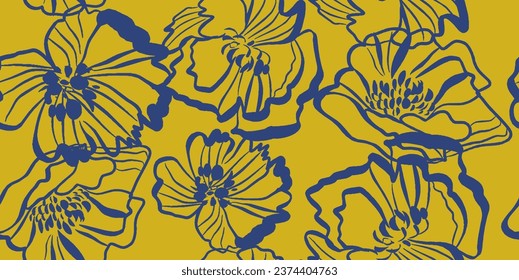 Nahtlose Blumenmuster schöne Blumen Vektorgrafik. Abstraktes Muster. Moderne Design-Vorlage. Handgezeichnet.
