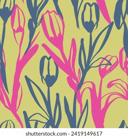 Impresionante patrón floral hermoso vector de flores. Patrón abstracto. Plantilla de diseño moderna. Estilo dibujado a mano.
