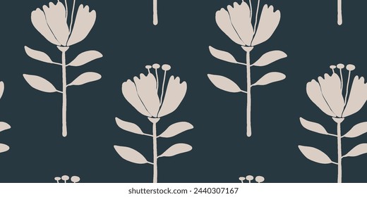 Seamless floral pattern beautiful flowers vector. Abstract pattern. Modern design template. Hand drawn style.