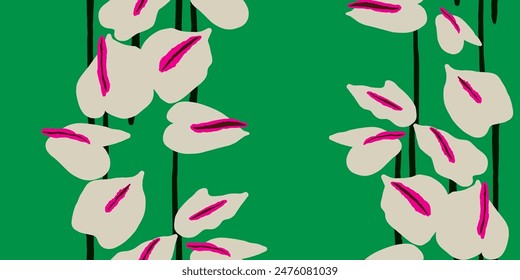 Seamless floral pattern beautiful flowers vector. Abstract pattern. Modern design template. Hand drawn style.
