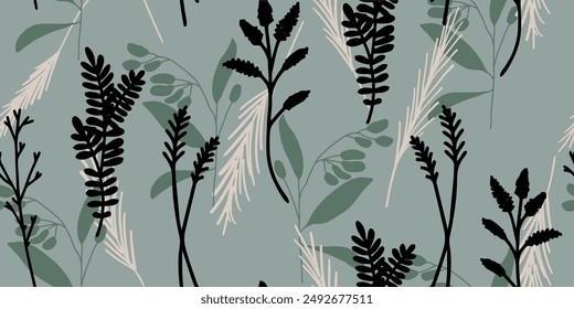 Seamless floral pattern beautiful flowers vector. Abstract pattern. Modern design template. Hand drawn style.
