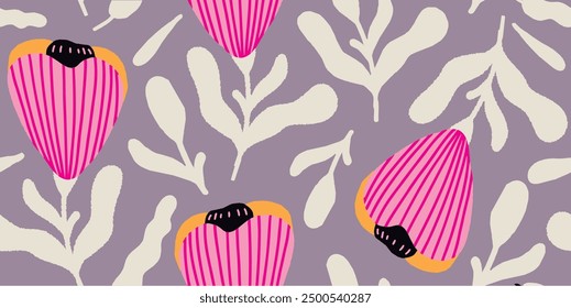 Patrón floral sin fisuras hermosas flores Vector. Patrón Abstractas. Plantilla de diseño moderno. Estilo dibujado a mano.
