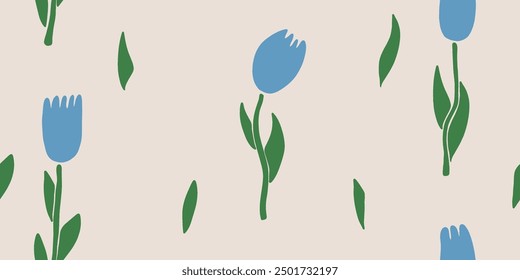 Seamless floral pattern beautiful flowers vector. Abstract pattern. Modern design template. Hand drawn style.
