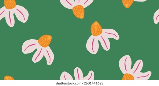 Seamless floral pattern beautiful flowers vector. Abstract pattern. Modern design template. Hand drawn style