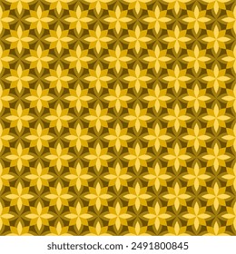 Seamless floral pattern, with beautiful four-petal leaf shapes in light orange color on a brown background. Suitable for various design purposes of textiles, tiles, wallpapers, backgrounds, etc.
