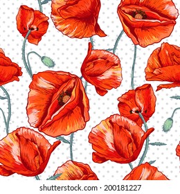 Patrón floral sin fisuras con hermosos antecedentes de adormidera roja Naturaleza
