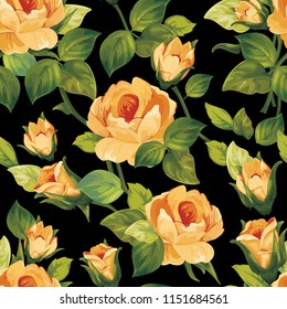 Seamless floral pattern with beautiful roses