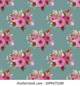 Seamless floral pattern with beautiful spring flowers
